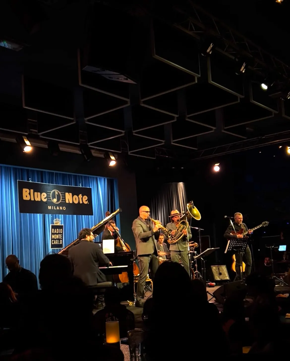 The sign of the Blue Note Milano, the jazz club on via Borsieri