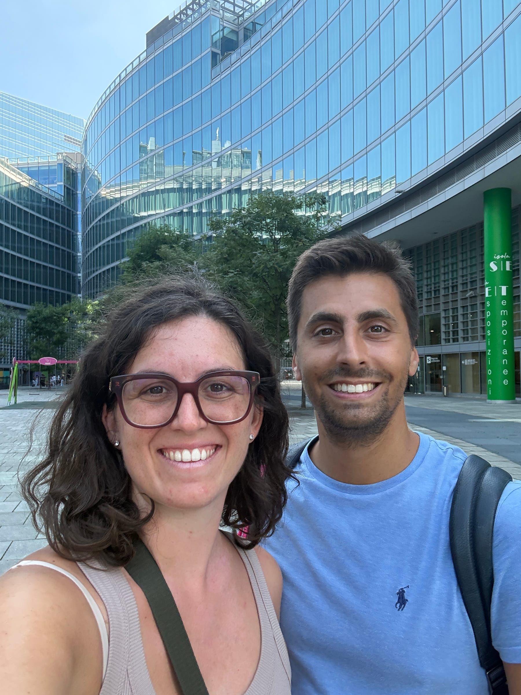 Giorgia and Jacopo photographed on a street in Isola