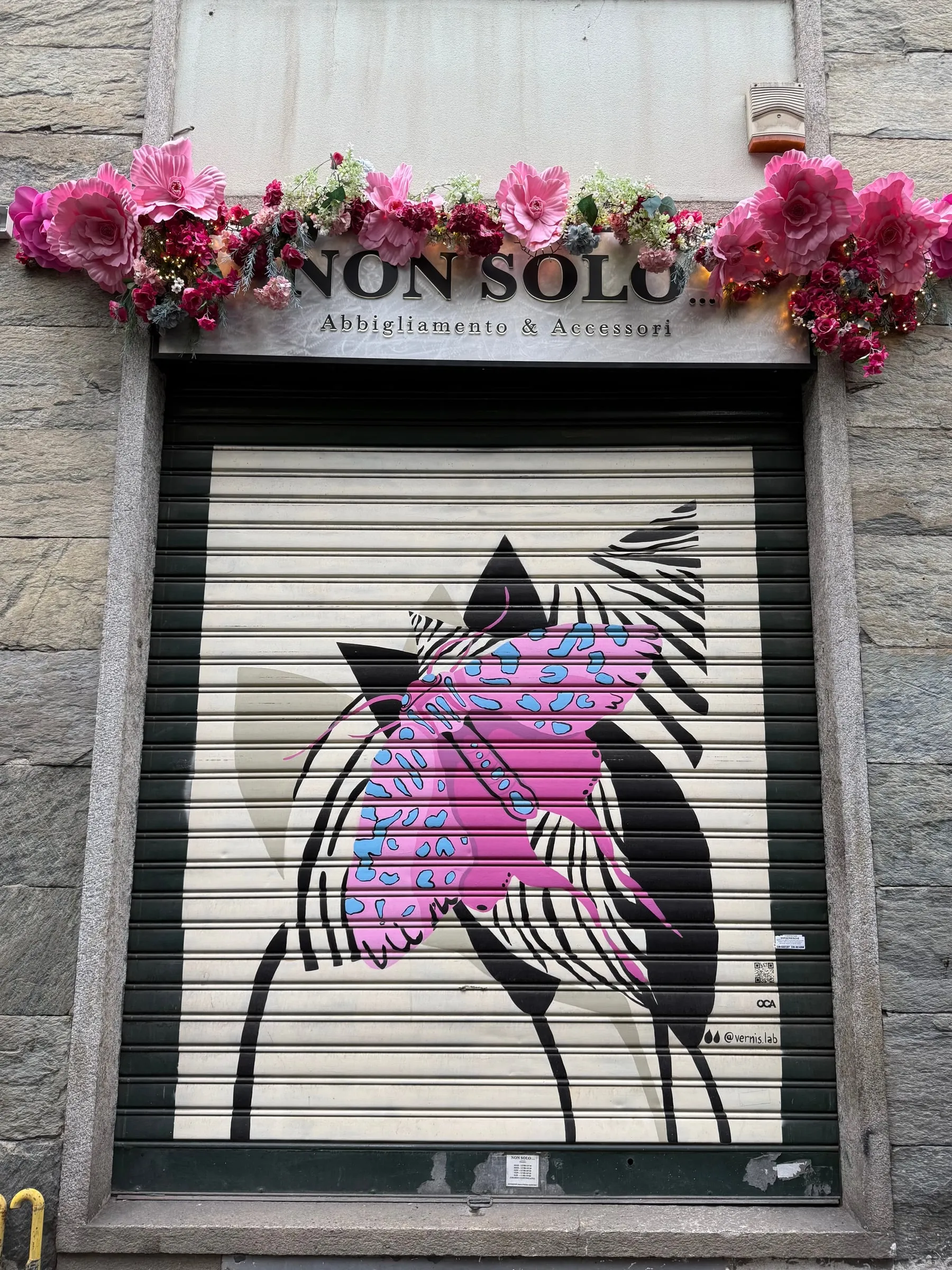The window of an independent shop on via Borsieri